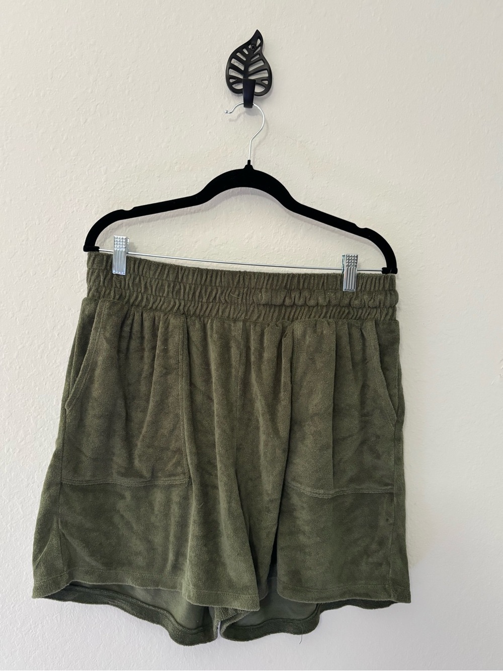 Zenana Olive Green Terry Shorts Plus Size 1X